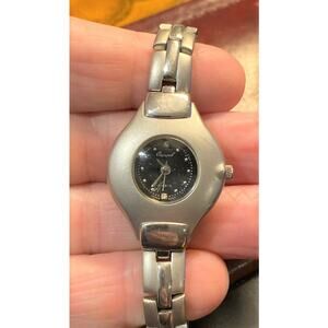 Women's Silver Tone Osirock 30mm Watch, Black Face, Link Band